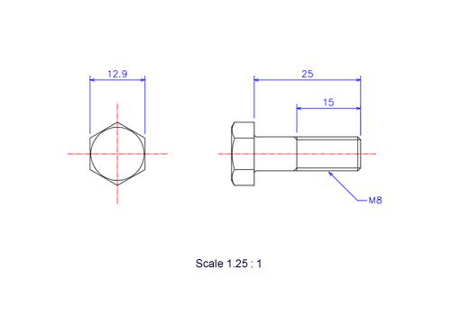 Keramische Schrauben Sechskant-Kopf [Bolzen] M8x25L Metrisches [Zeichnung]