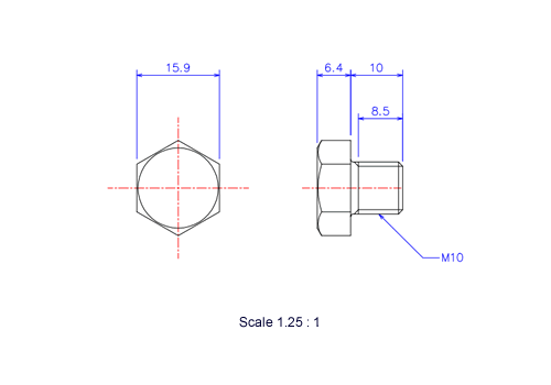 Keramische Schrauben Sechskant-Kopf [Bolzen] M10x10L Metrisches [Zeichnung]