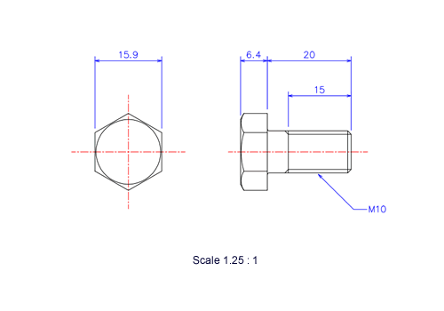 Keramische Schrauben Sechskant-Kopf [Bolzen] M10x20L Metrisches [Zeichnung]