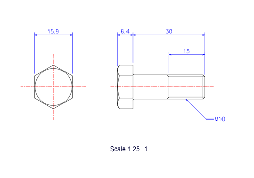 Keramische Schrauben Sechskant-Kopf [Bolzen] M10x30L Metrisches [Zeichnung]