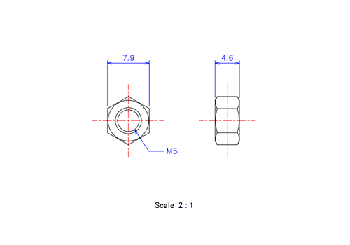 Keramische Schraubenmutter M5x4.6t Metrisches [Zeichnung]